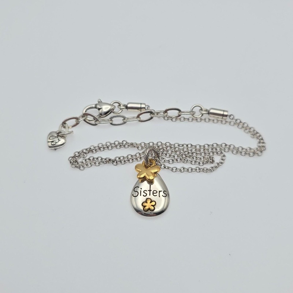 BRIGHTON "Sisters Inseparable" Necklace Reversible Gold‎ & Silver Plate 19"